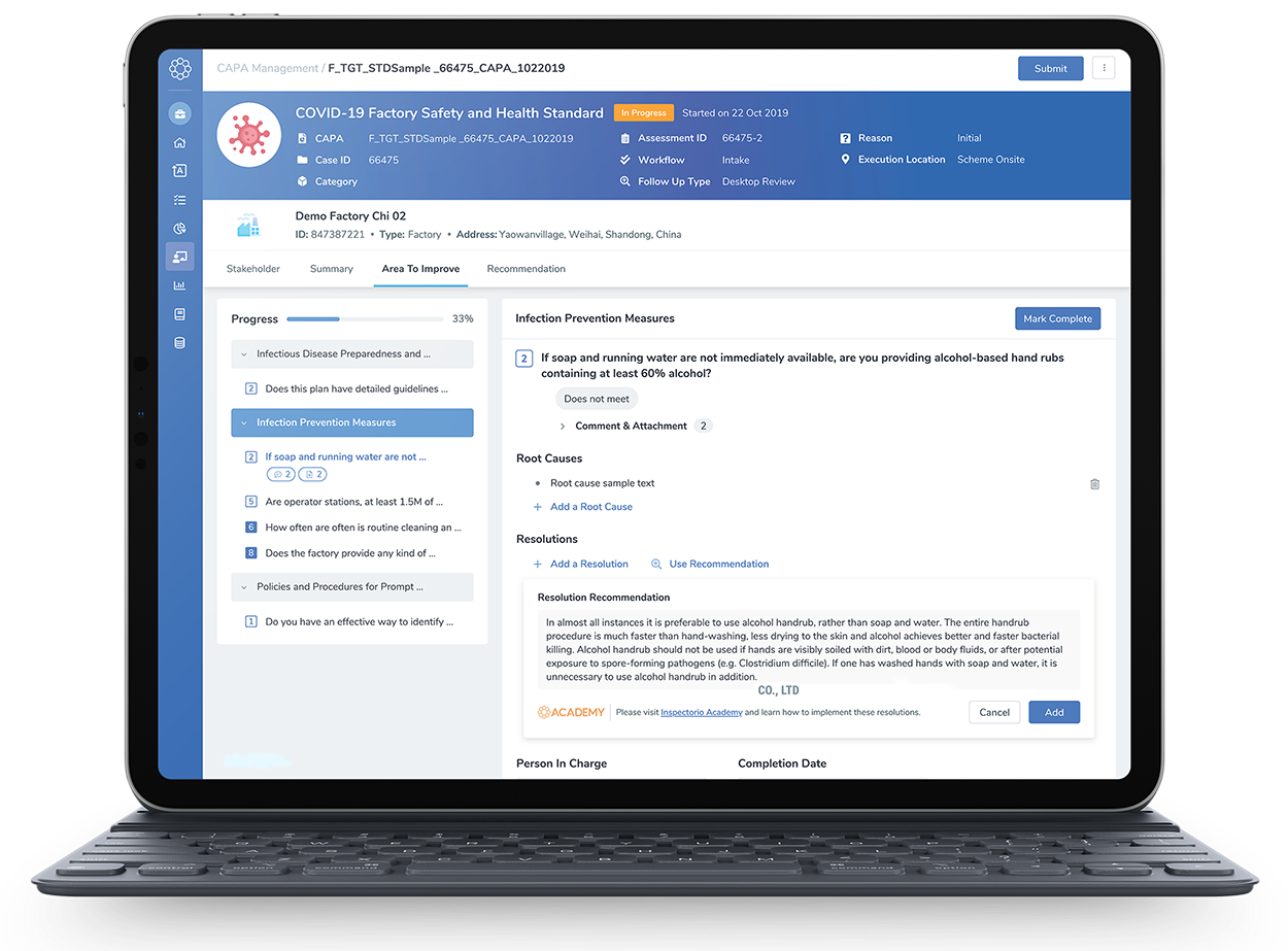 Corrective Action plans & recommendations  Rise（COVID-19） Corrective Action plans recommendations 